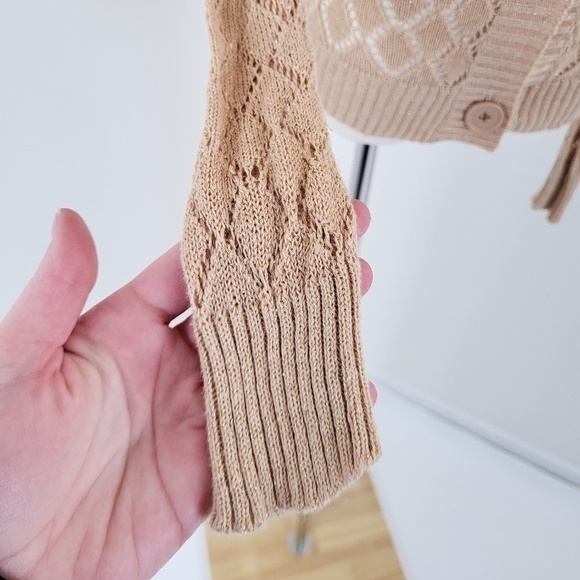 *Free With Purchase* Y2K knit long sleeve cardigan fur-trim collar ramie - Picture 9 of 11